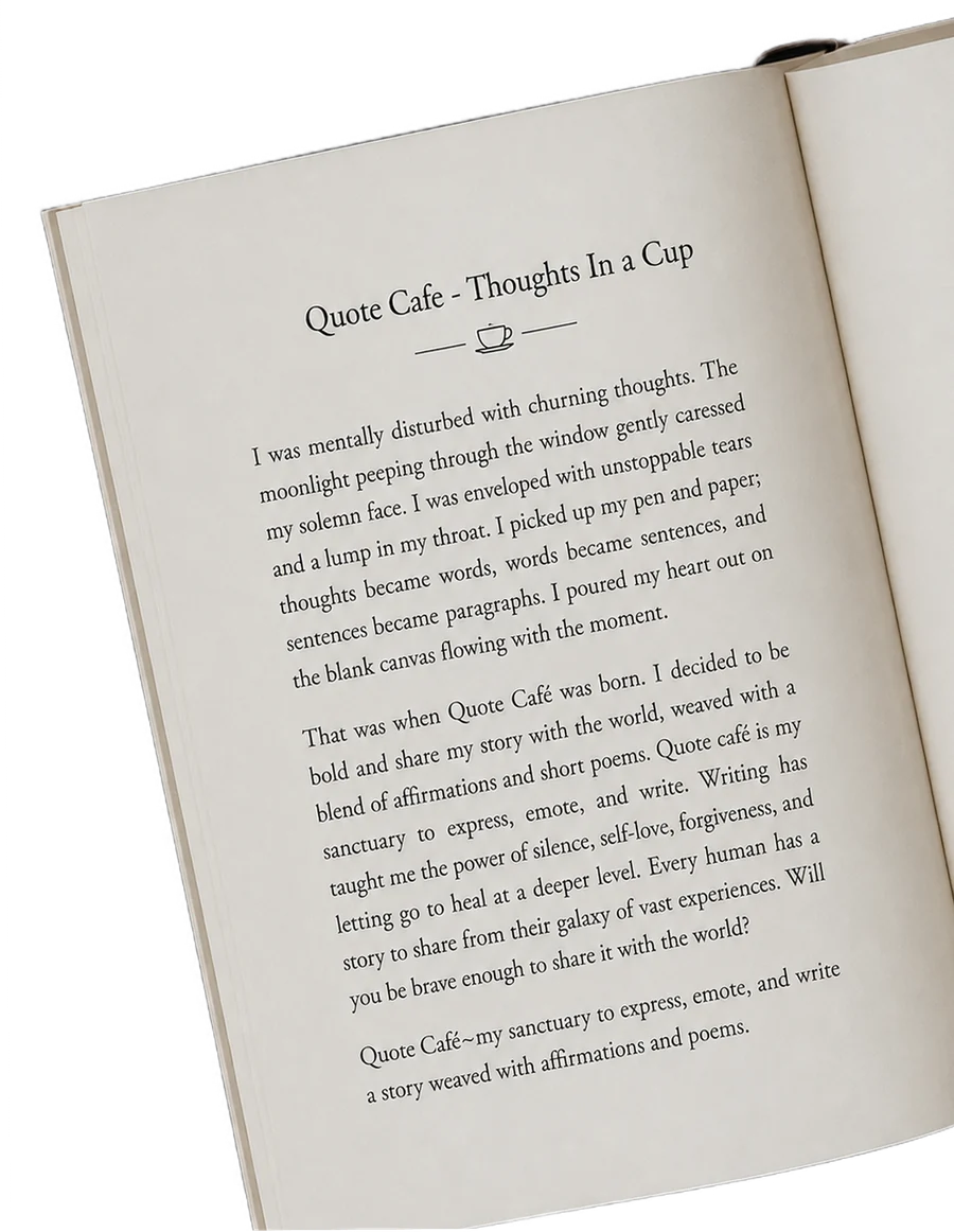 Open copy of Quote Cafe – Thoughts In a Cup